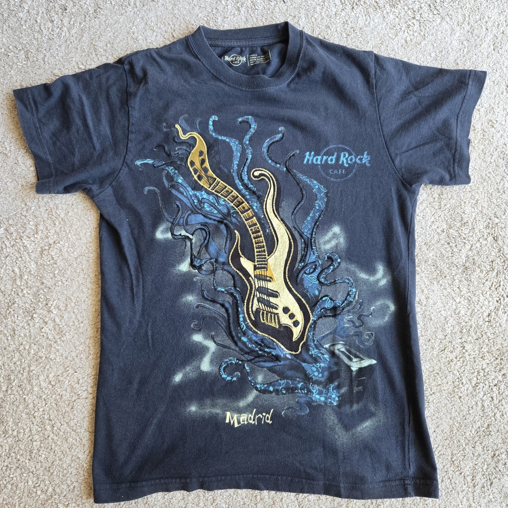 Hard Rock Cafe Madrid Guitar Tee - Dark Blue S
